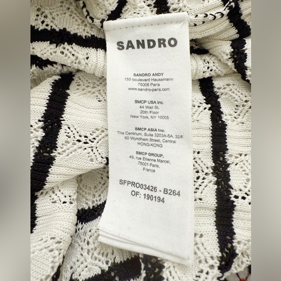Sandro Molina Striped Black and White Midi Dress Size 40/ L - Picture 15 of 15